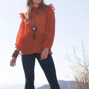Boho rust orange blouse